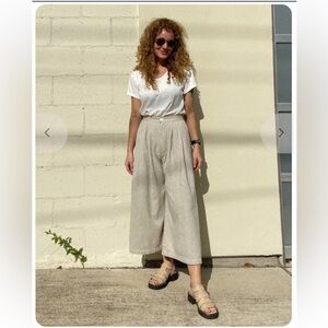 Esby Nikata Pants in Wheat Tan A-Line Skirt Sz 8 Cotton & Linen made in USA